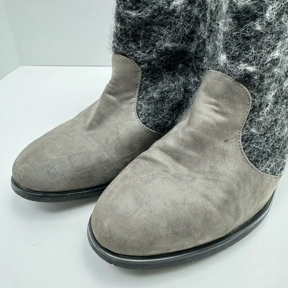 MukLuks Chloe Gray Wool Blend Shaft Western Cowgirl Ankle Boots Bootie